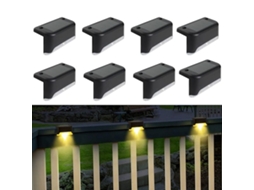 Kit com 8 Luminária Solar cerca e escadas exteriores AQUAFORGE