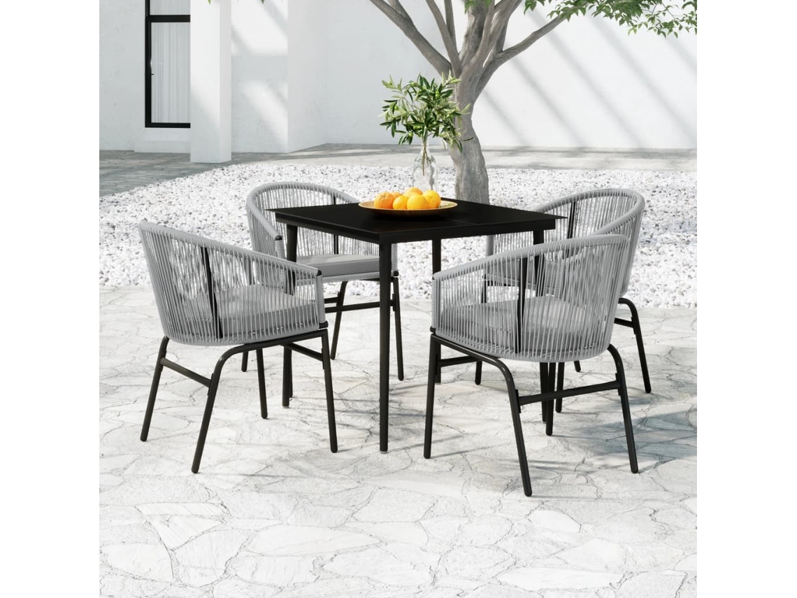 Vidaxl 5 Pcs Conjunto De Jantar Para Jardim Cinzento