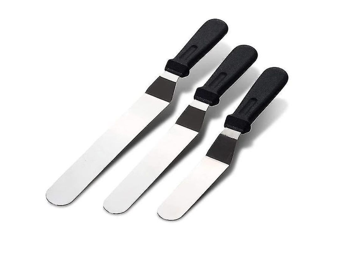 Espátulas de Pastelaria S/MARCA de aço inox, anguladas, com mangos de plástico, 3 tamanhos