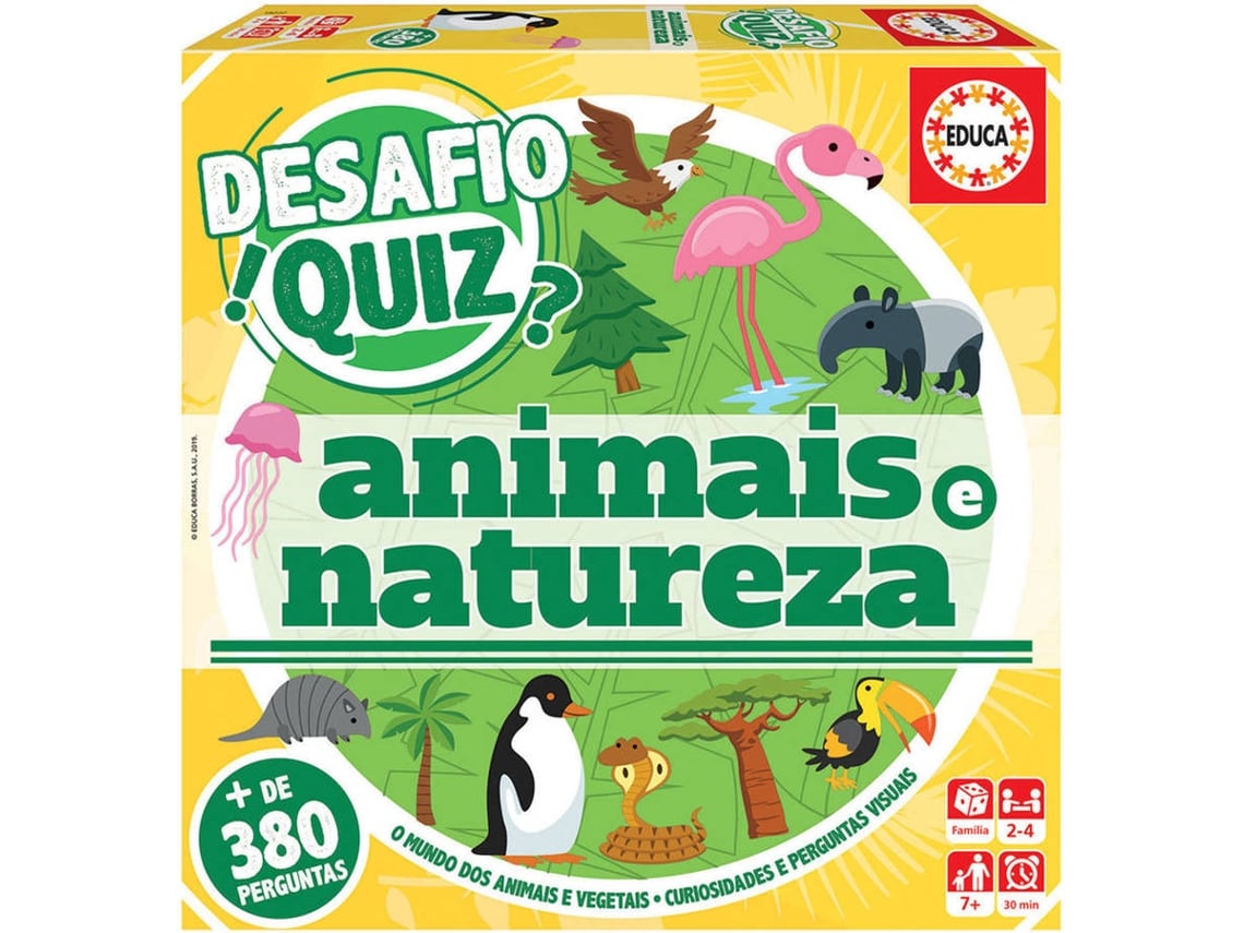 Jogo de Tabuleiro EDUCA Desafio Quiz Descobrir os Animais (Idade Mínima: 7  Anos - Dificuldade: Baixa)