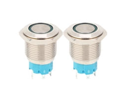 2pcs Interruptor De Botão Push 12~24vdc 16mm Auto-bloqueio Metal Com Luz Verde 1no 4pin