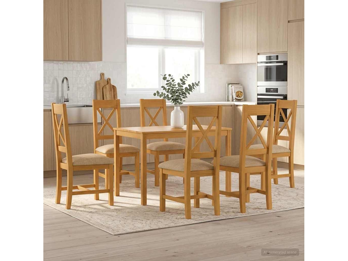 Vidaxl Conjunto De Sala De Jantar 7 Unid. Bege