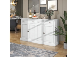 Aparador Grande Com 4 Portas E 2 Gavetas,buffet Moderno Para Sala De Jantar E Estar,150x40x86cm,branco Antigo Mega Echo Trade Shop
