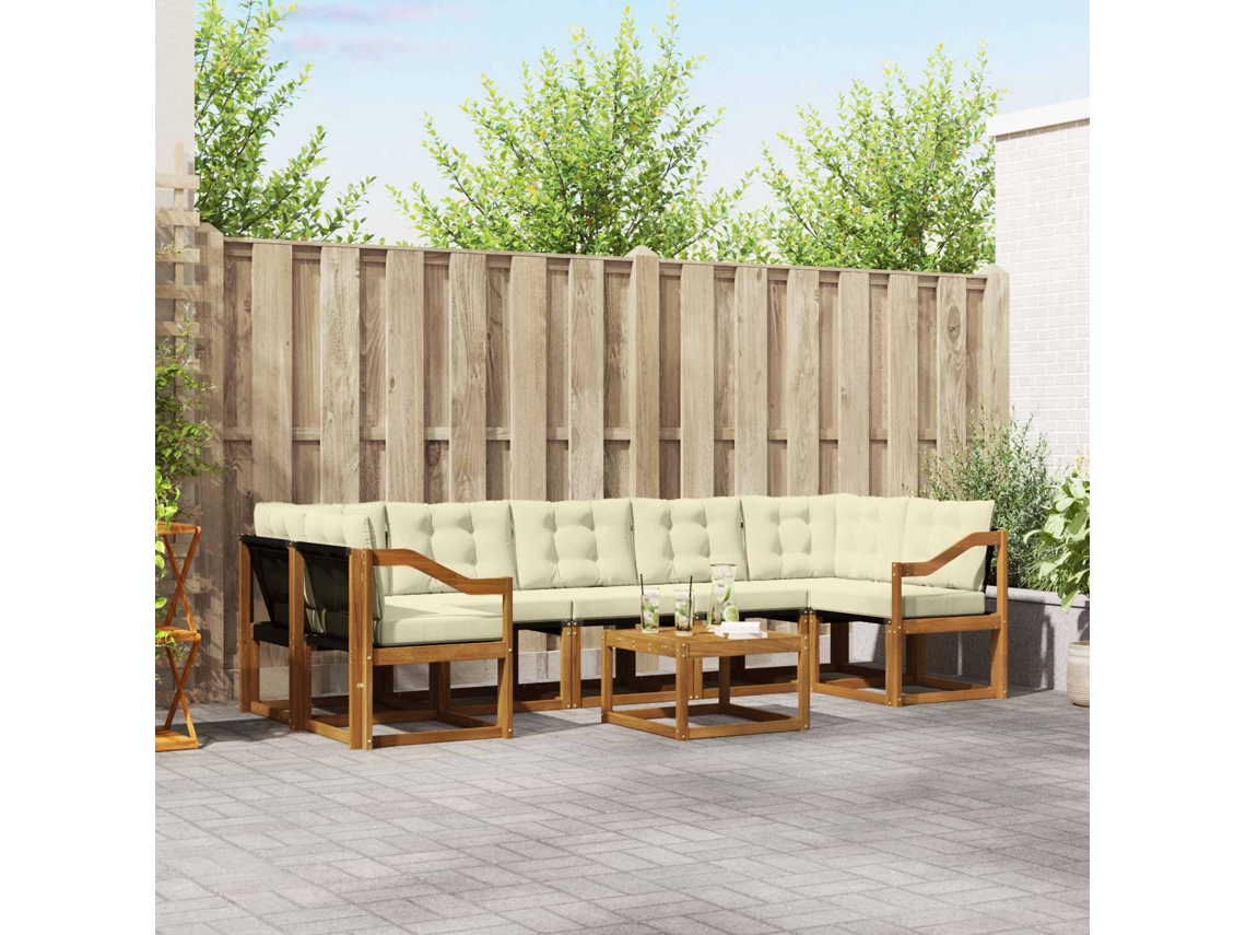 Vidaxl Conjunto De Sofás Para Exterior 8 Pcs Natural E Creme