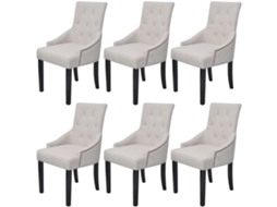 Vidaxl Cadeiras De Jantar 6 Pcs Tecido Cinzento Creme