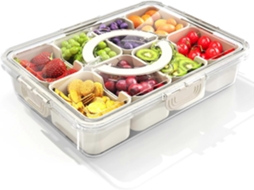 Lancheira Portátil, Bandeja Dividida Com Tampa E Alça, Ideal Para Viagens