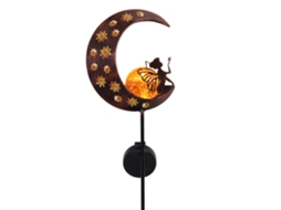 Luminária solar externa de 100 cm, em metal, formato de lua, LED, com esfera de cristal, para jardim Brilvibera