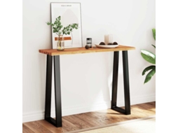 Mesa Consola | Mesa De Entrada | Mesa De Apoio Com Bordas Vivas 110x35x80 Cm Acácia Maciça