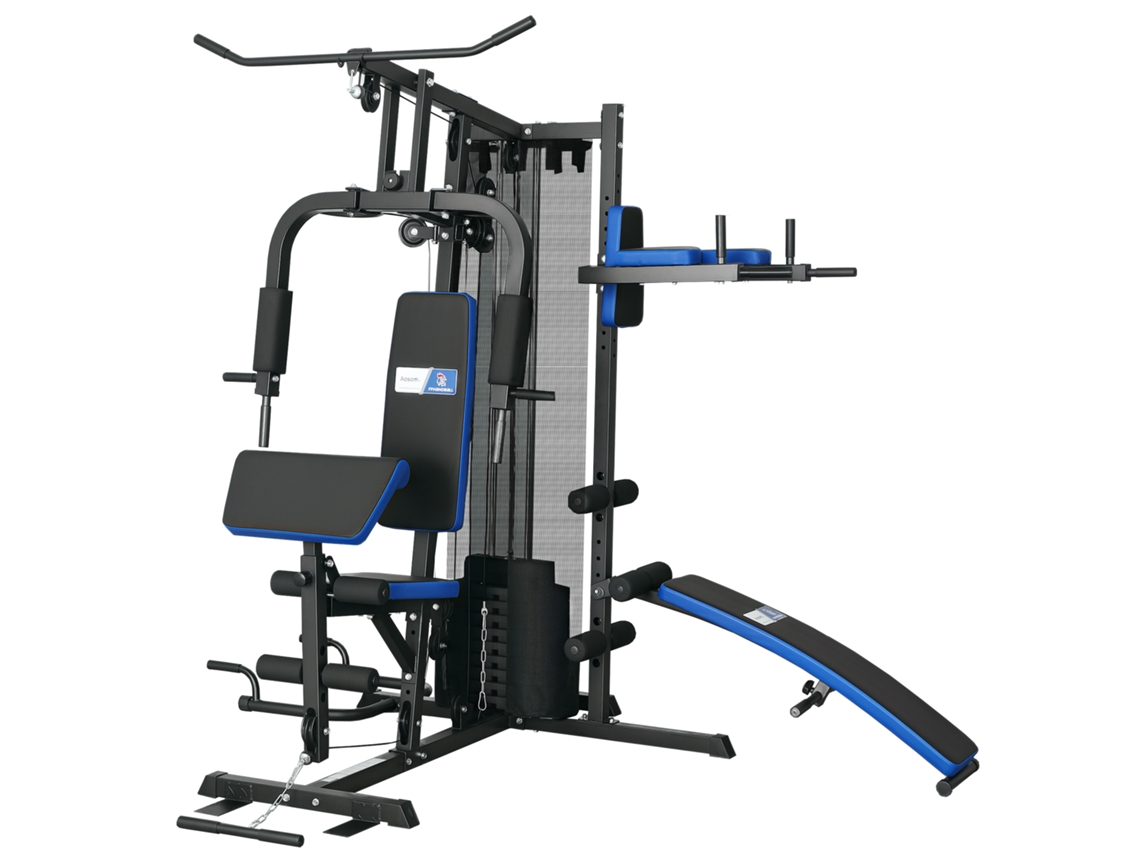 Multi academia 65 Kg (banco Abdominal, Stack de Pesos, Preto e Azul)