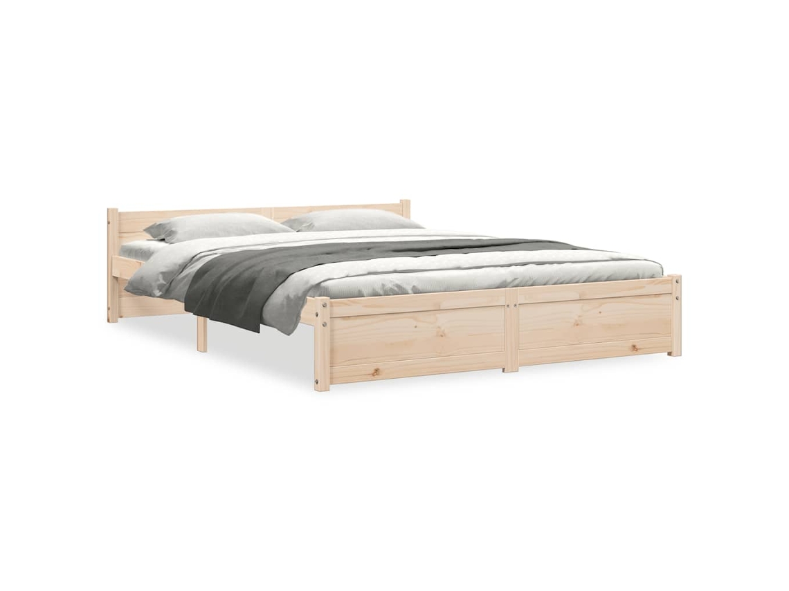 Bed Frame, Bed Frames Vidaxl Marrom Madeira (135 X 190 Cm)