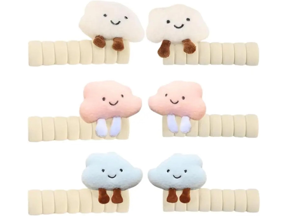 3 Pares - Proteção Para Maçaneta - Capa Para Puxador - Decoração Porta Quarto - Antiestática - Azul, Branco E Rosa