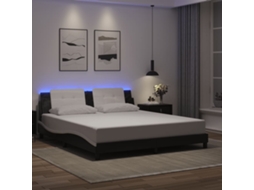 Vidaxl Estrutura De Cama Com Led Sem Colchão Zadar 180x200cm Preto/branco