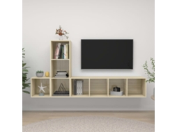 Vidaxl 3 Pcs Conjunto De Móveis De Tv Contraplacado Carvalho Sonoma