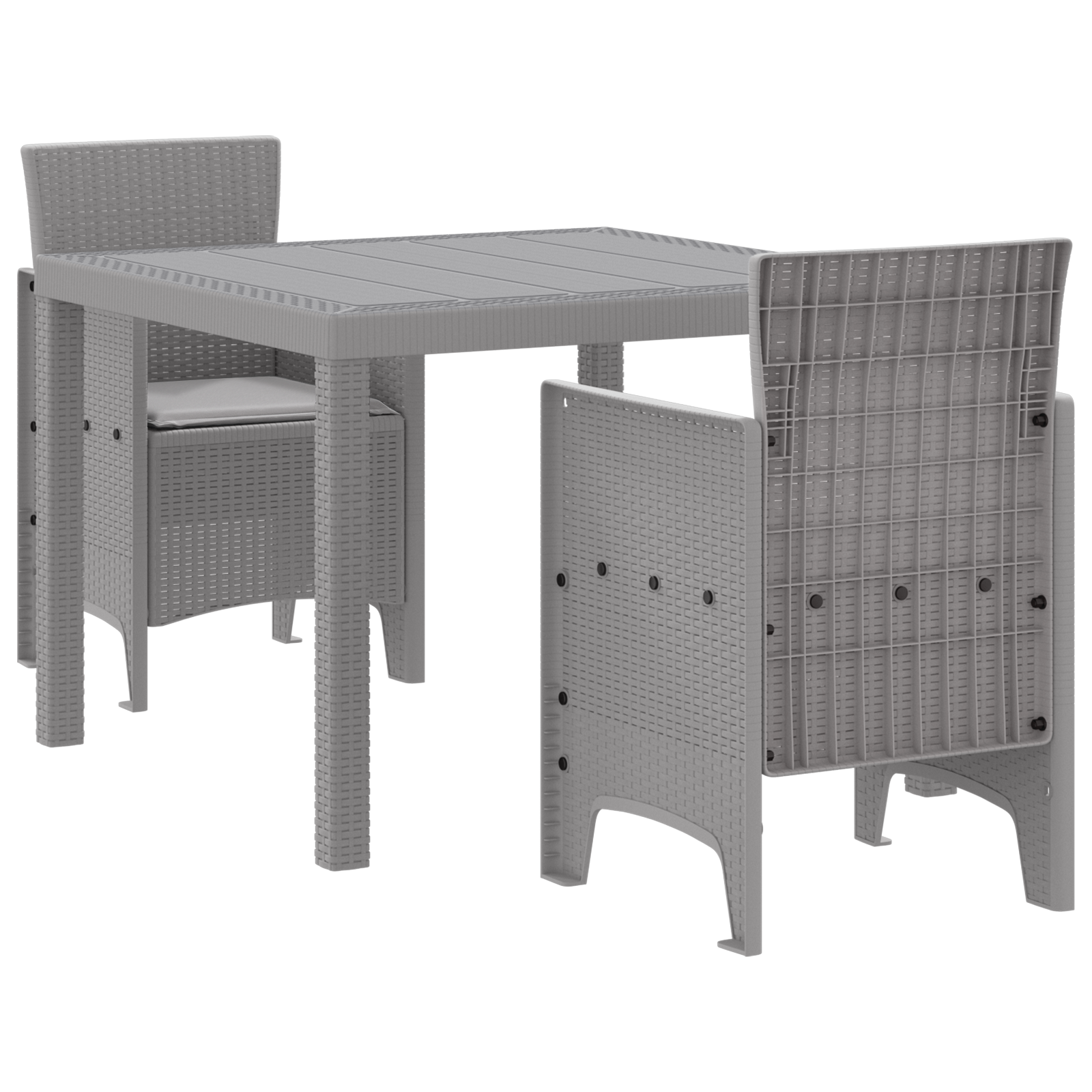 Conjunto 3 Conjunto De Jantar De Jardim Vidaxl Cinzento-claro Polipropileno (100 X 100 X 73 Cm)