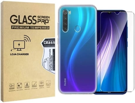 Capa e Película Vidro Temperado Xiaomi Note 8T LOJA CHARGER Transparente