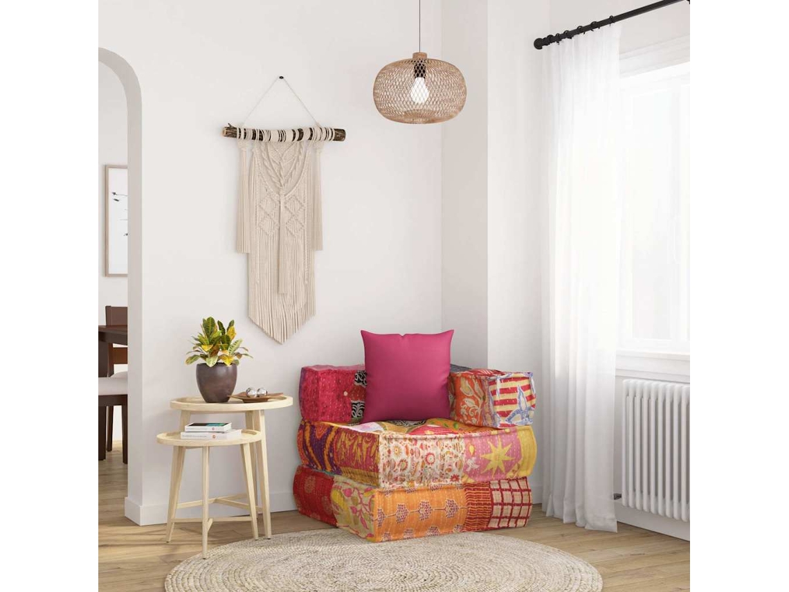 Pufe Modular Com Almofada Retalhos De Tecidos Lovely Home