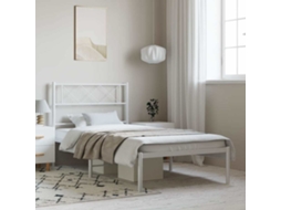 Estrutura De Cama Com Cabeceira 100x190 Cm Metal Branco