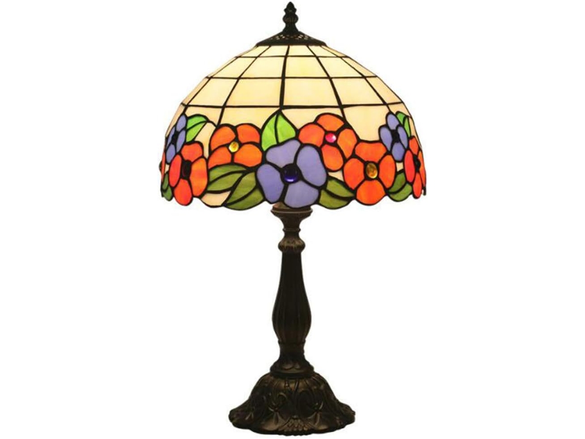 Abajur De Mesa Estilo Tiffany, Luminária De Mesa Artesanal Em Vitral, Luminária De Leitura Vintage Com Motivos Florais