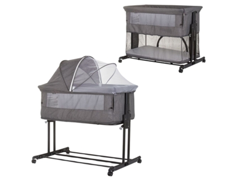 Berço co-leito ZEN com grade dobrável conversível em cercadinho da Chipolino Granite