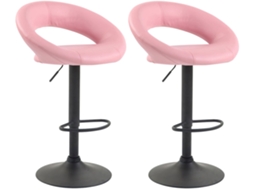 Conjunto de 2 bancos de bar Olinda em imitação de pele rosa/preto CLP