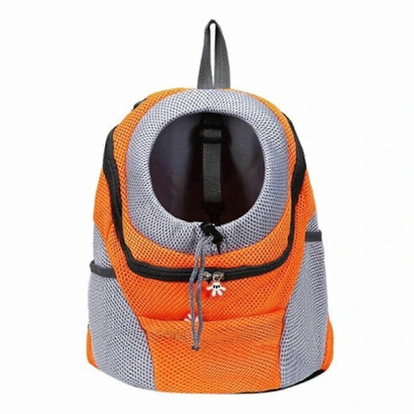 Mochila AQUAFORGE para Cães e Filhotes, Malha, Portátil, Frontal, Alça de Ombro, Laranja