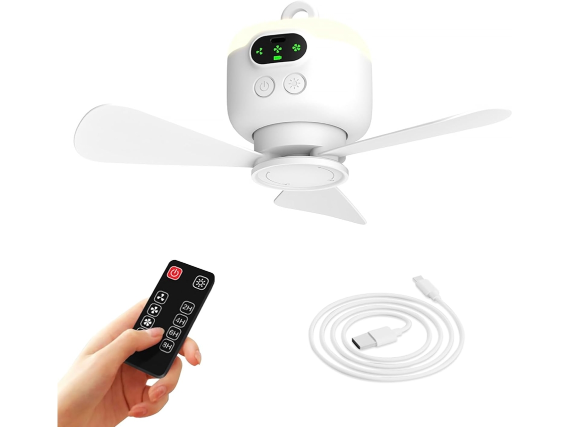 Ventilador Portátil Para Camping, Desligamento Automático E Hélice Removível, 8000mah, Portátil, Recarregável, Gancho, Temporizador, Removível