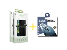 Pack 2 X Película de Vidro Temperado Anti-Spy + Película de Câmara Traseira GANDY para Apple iPhone 16 Pro Max Moldura em Preto - 2 unidades