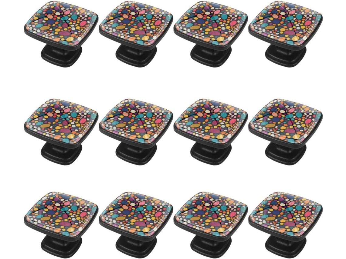 Puxadores Quadrados Para Armários De Cozinha, Puxadores Para Armários E Gavetas, 12 Peças, Padrão Geométrico Abstrato E