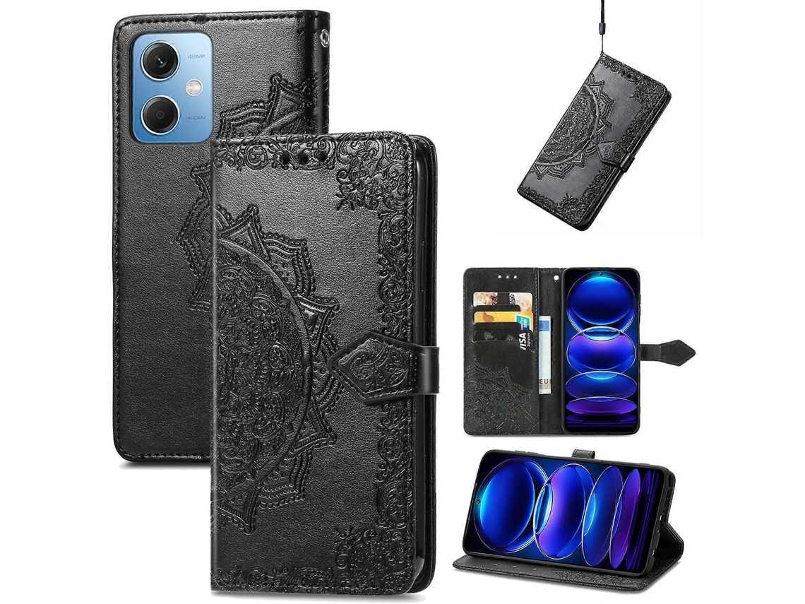 Capa De Celular Xiaomi Redmi Note 12 Explorer Em Couro Com Estampa De Mandala E Flores