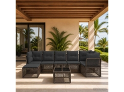 Vidaxl Conjunto De Sofá De Jardim 8 Pcs Cinzento Vime Pe