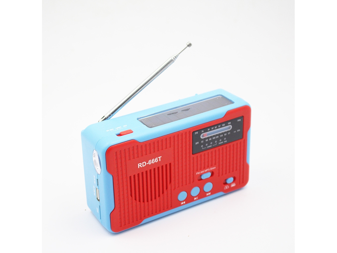 Rádio de Emergência Solar com Manivela, AM/FM, Alarme, Lanterna, Bateria AQUAFORGE