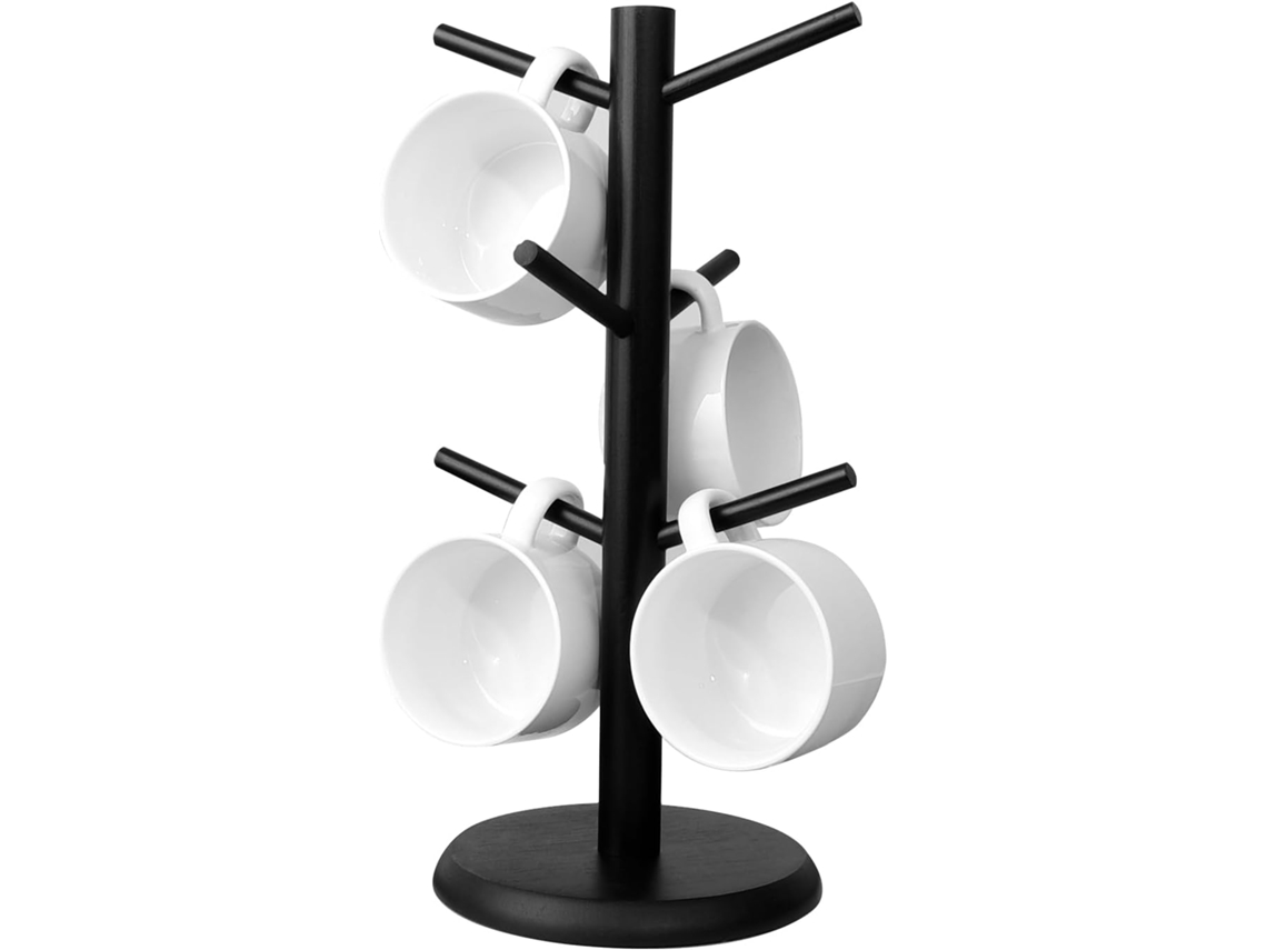 Conjunto De 2 Porta-xícaras Café, Suporte Bambu Com Base Grossa, Para Xícaras, Bancada Organizador