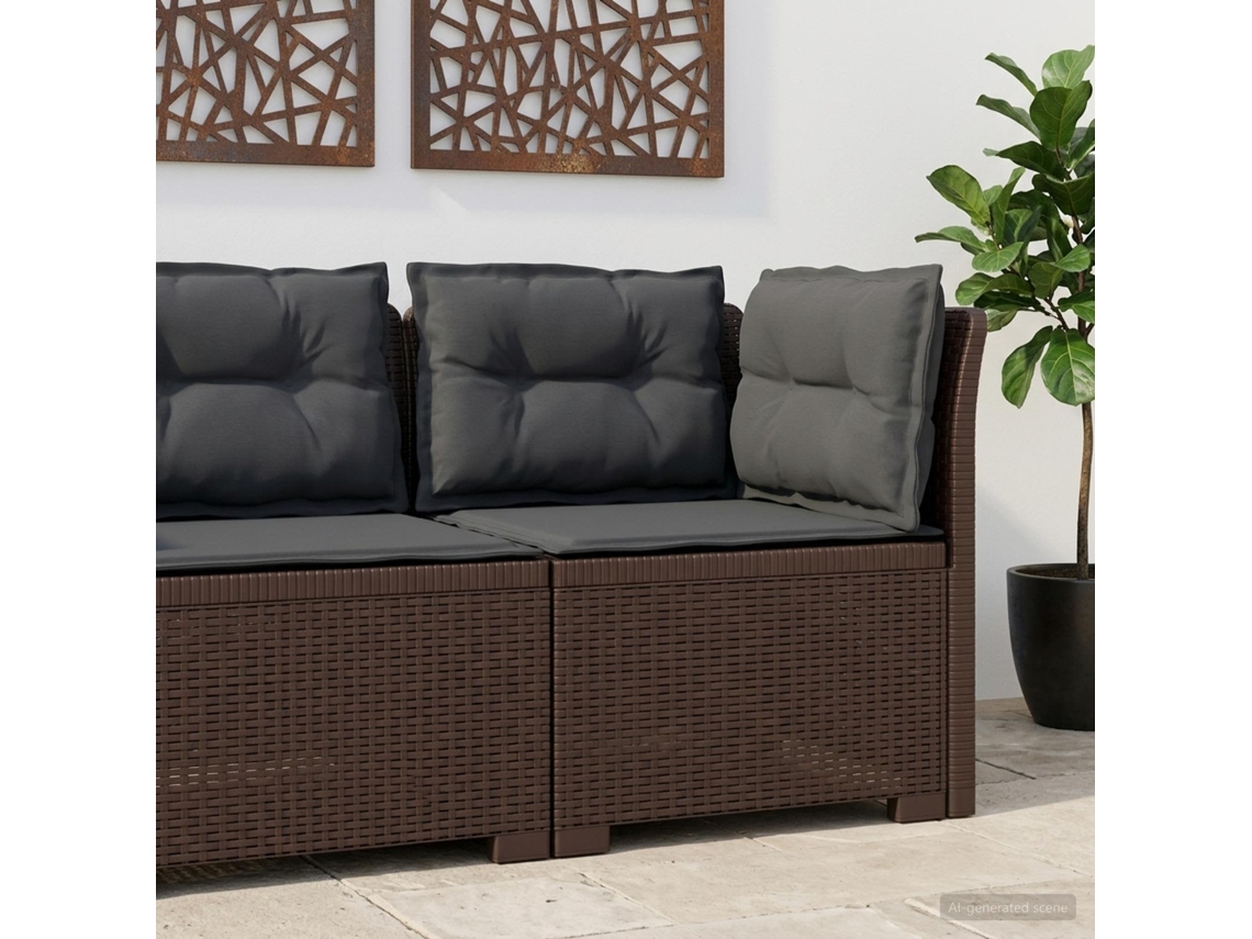 Vidaxl Sofá De Jardim 1 Lugar Com Almofadas Look Rattan Pp Castanho