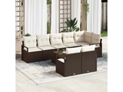 Vidaxl Conjunto De Sofás 9 Unid. Castanho Vime Pe
