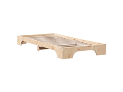 Conjunto 1 Estrutura Da Cama Vidaxl Castanho Madeira De Pinho Maciça (80 X 200 Cm)