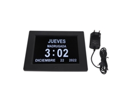 Aetheria relógio Digital de Calendário Diário 8 Polegadas com Lembrete de Medicação e Atenuação Automática Preto Eu Plug