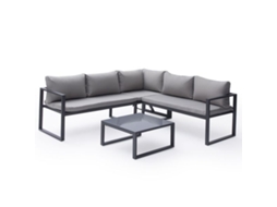 Conjunto de Jardín Ajustable Ibiza Tela Color Gris 4 Plazas Aluminio Antracita HAPPY GARDEN