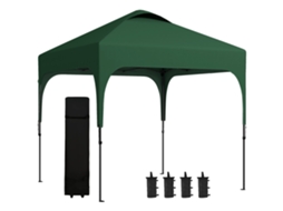 Tenda Dobrável HARLANV1 2,5x2,5 m com proteção UV 50+ e altura ajustável, 4 sacos de areia (verde escuro)