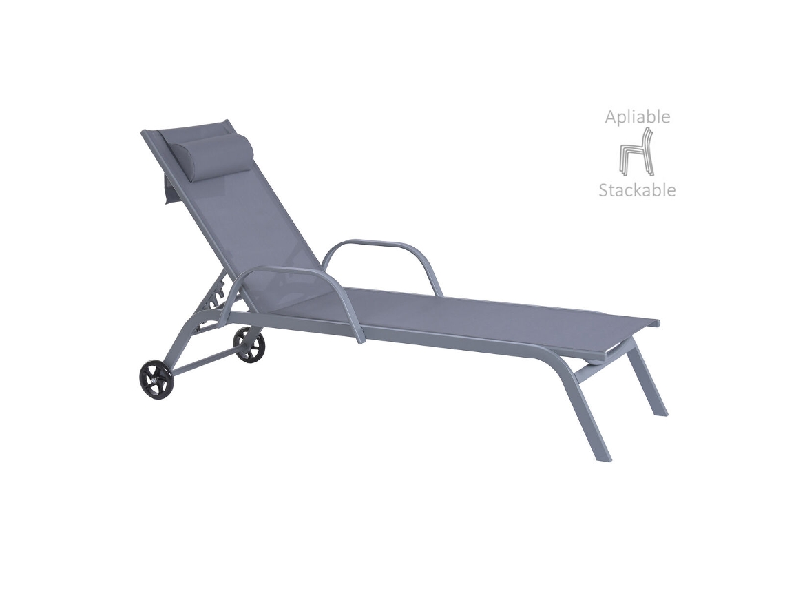 Ligstoel Home Esprit Cinzento Claro 199 X 63 X 101 Cm