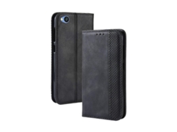 Capa De Couro Com Textura Retrô E Fecho Magnético, Estilo Flip Horizontal, Para Xiaomi Redmi Go, Com Suporte, Compartimentos Para Cartões E Carteira.