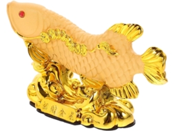 Estátua Peixe Resina Dourada Decoração Carro Escritório Resistente Deformações Desbotamento Design Elegante GOKOCO