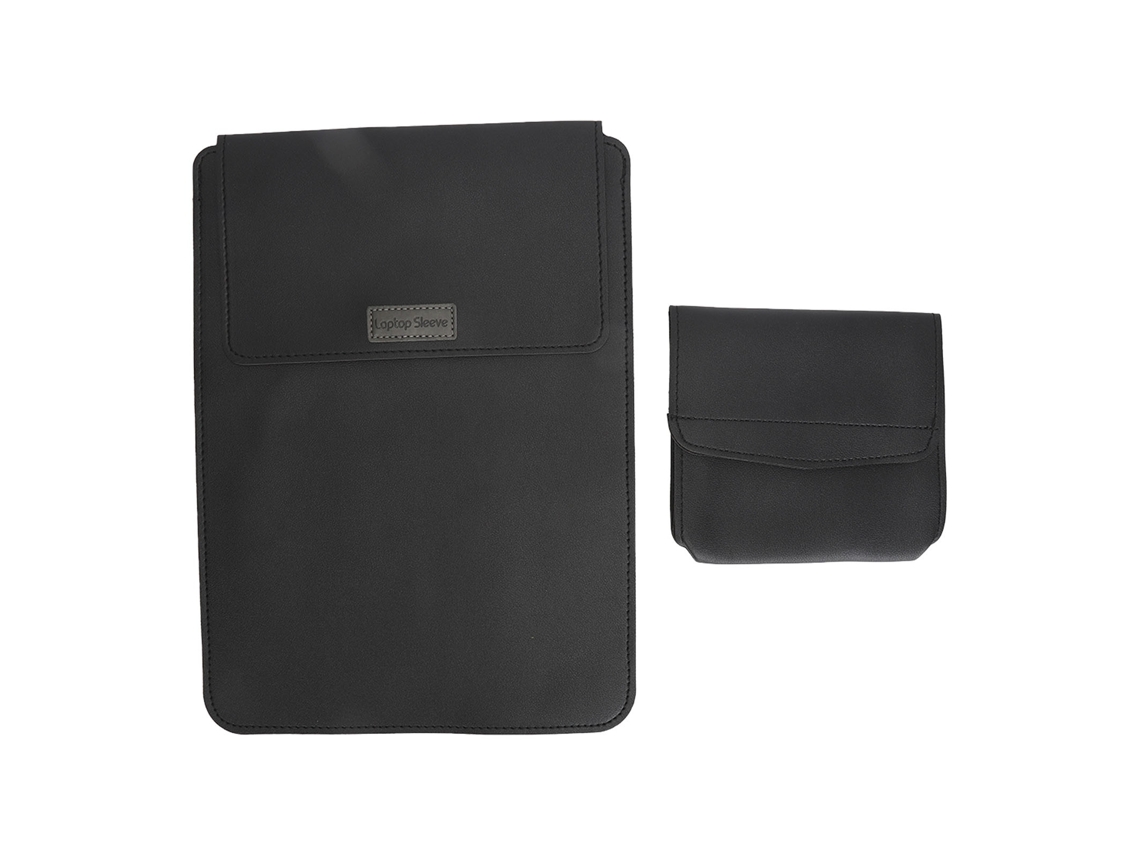 Bolsa Para Laptop 13 Polegadas, Acolchoada, Com Bolsos, Com Alça, Em Couro Pu, Cor Preto Elysve