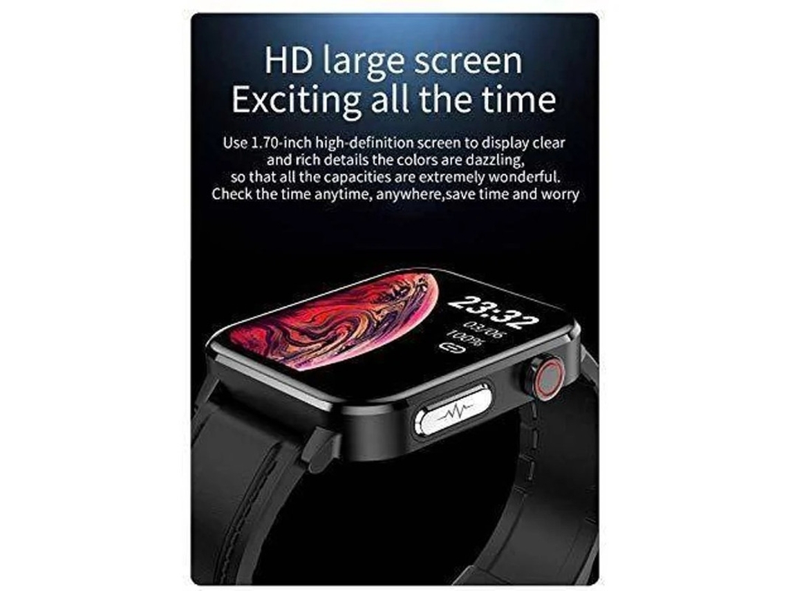 E86 Smartwatch Pulseira Inteligente Temperatura Corporal Ecg Pressão Sanguínea Pedômetro Frequência Cardíaca Sono Preto Yizhood