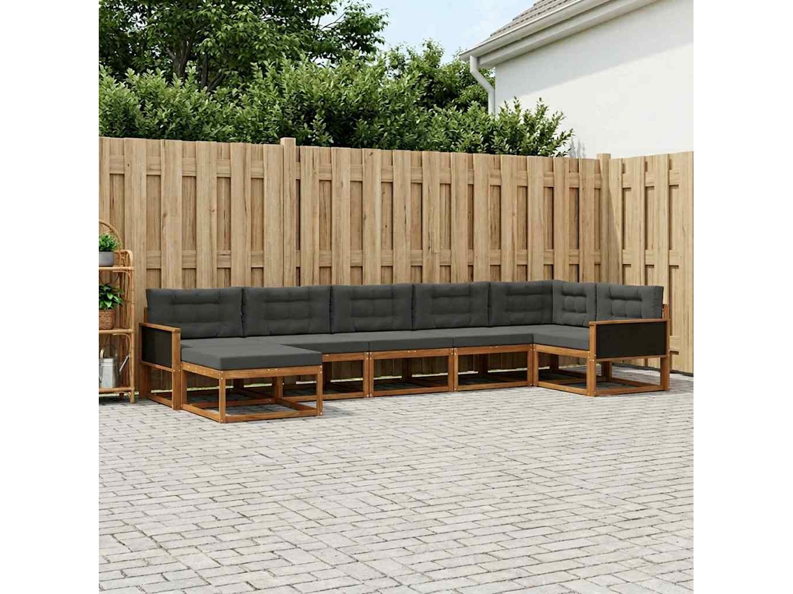 Vidaxl Conjunto De Sofás Para Exterior 7 Pcs Natural E Antracite