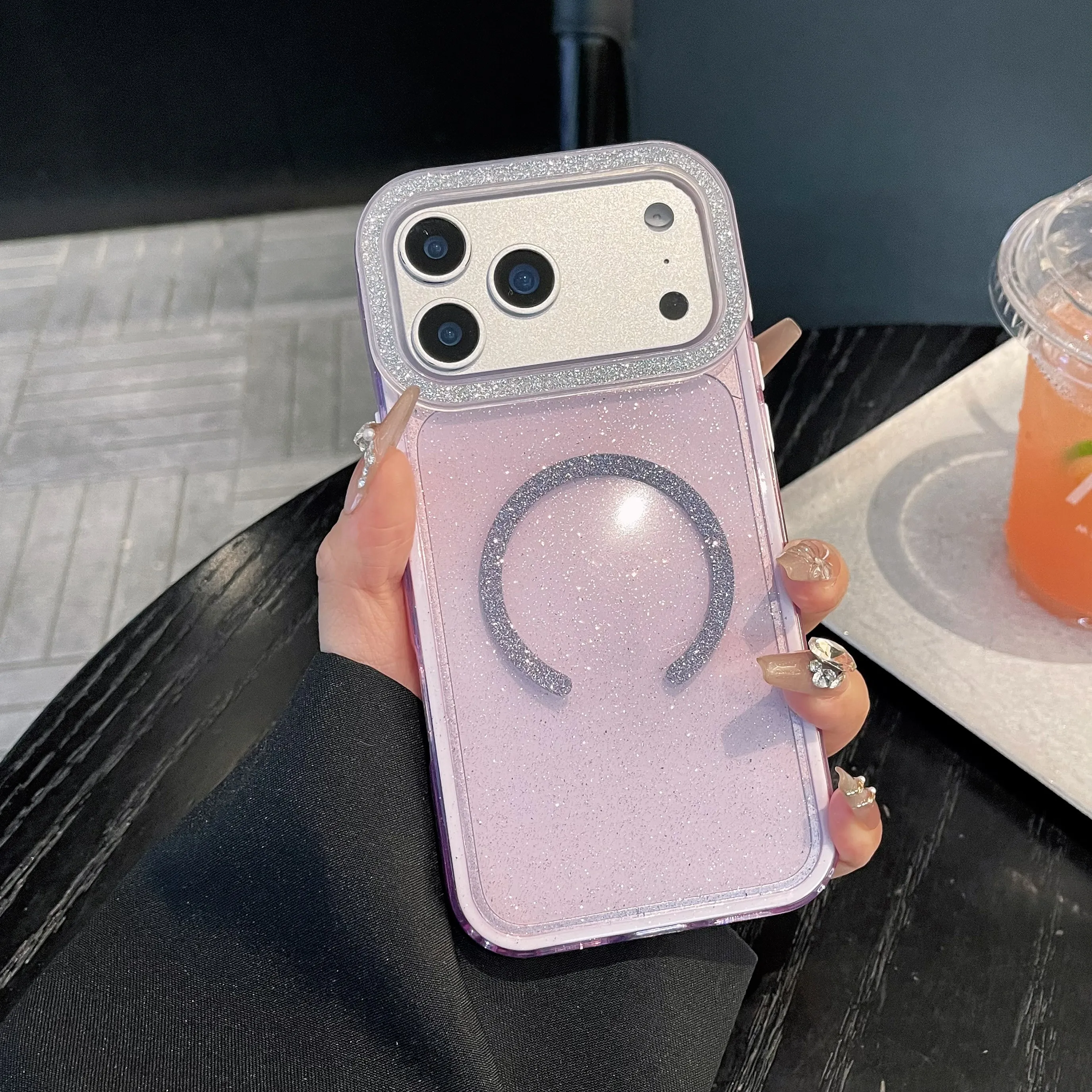 Capa Protetora Transparente E Macia À Prova De Choque Para Iphone 13 (roxa).