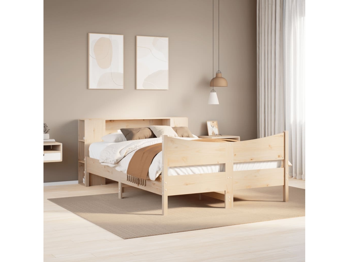 Vidaxl Cama Sem Colchão 135x190 Cm Madeira De Pinho Maciça