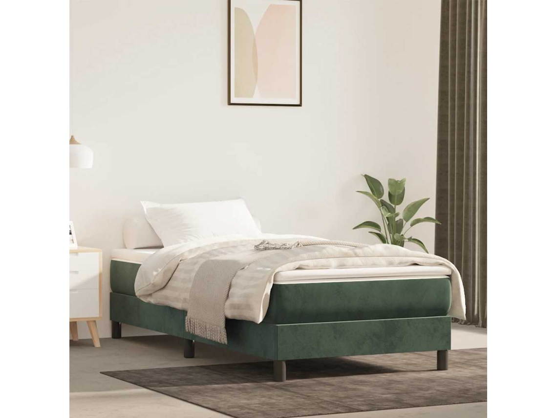 Vidaxl Colchão De Molas Ensacadas Firmeza Média 100x220x20 Cm Veludo Verde-escuro