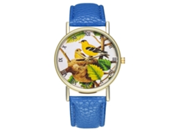 Relógio de pulso para casal com pulseira de PU, mostrador redondo, quartzo, azul royal