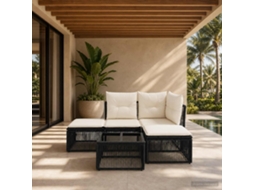 Vidaxl Conjunto De Sofá De Jardim 5 Unid. Preto Vime Pe