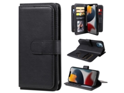 Capa Para Iphone 15 Pele Sintética Com Porta-cartões Preto